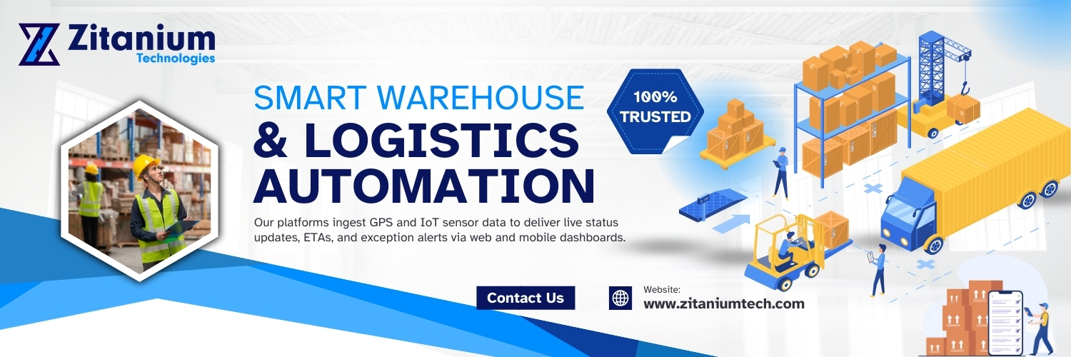Blue and White Modern Warehouse Services Twitter Header